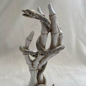 Ethereal Serpent & Skeleton Hand Sculpture